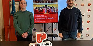 Vicchi e Perugini alla presentazione del Concerto di Natale di Pesaro
