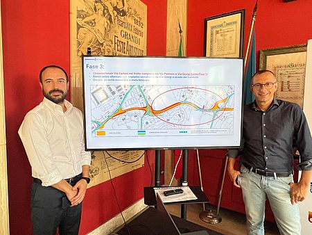 sindaco Ricci e Claudio Cerbarano, project manager di Autostrade per l'Italia