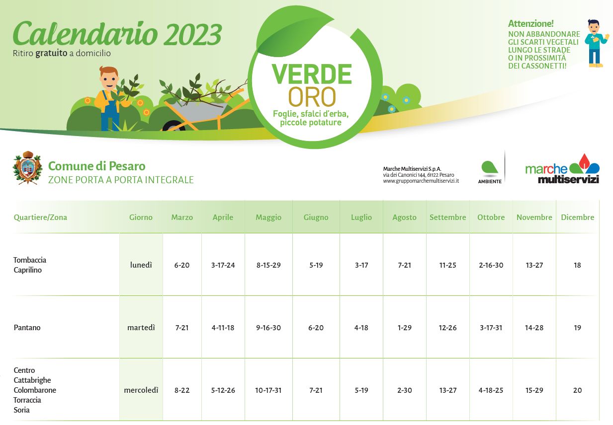 Calendario VerdeOro anno 2023