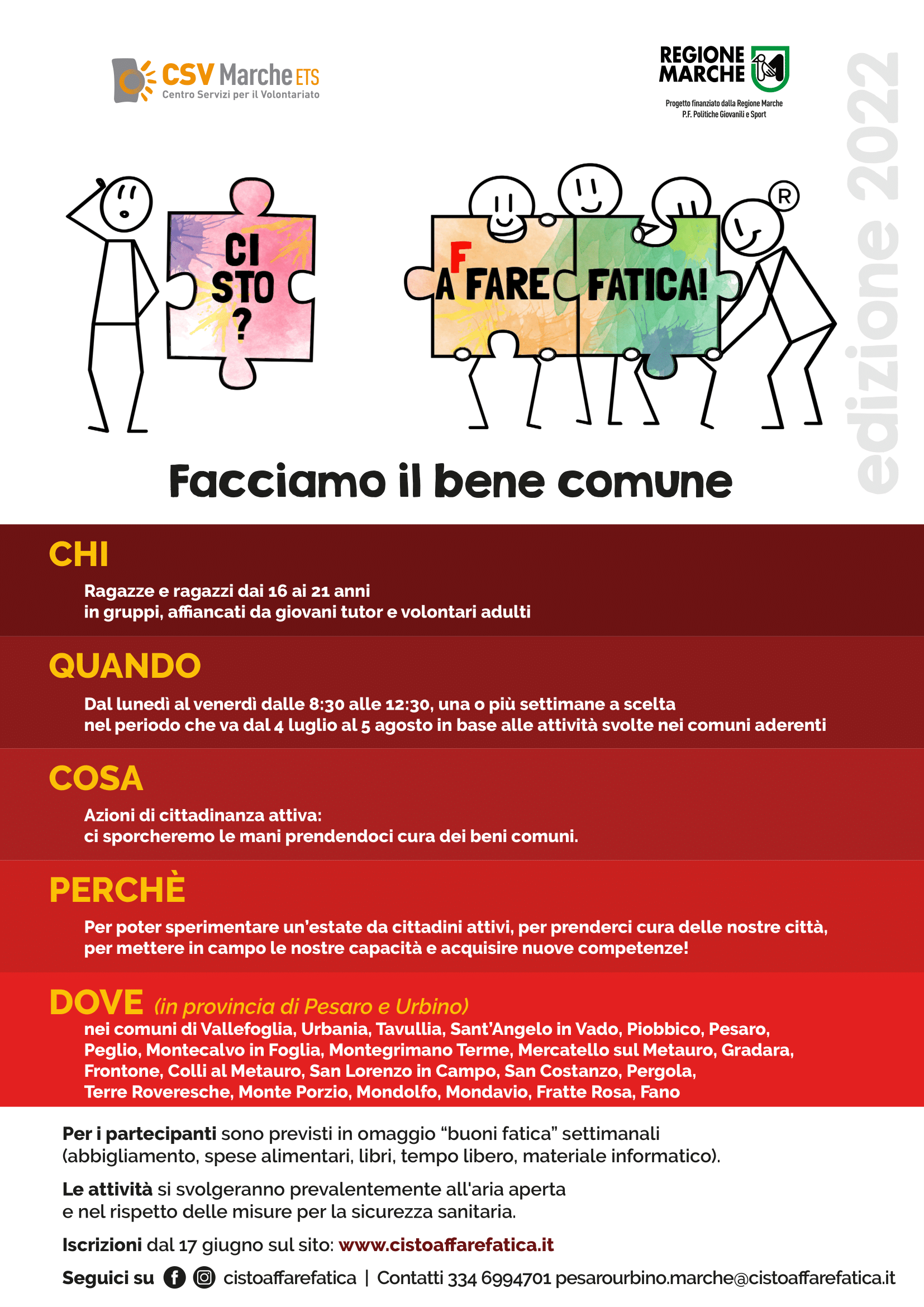 Ci sto Affare fatica 2022 locandina con 5 ragazzi stilizzati che uniscono la tessera di un puzzle...