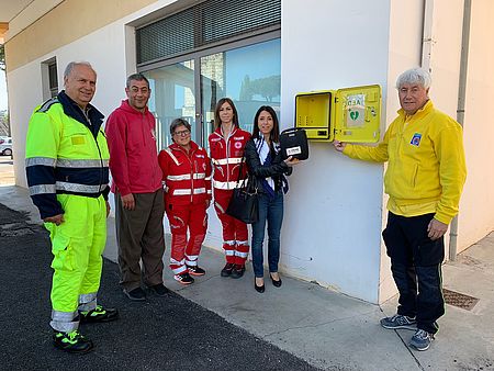 Defibrilatore con Della Dora Schiaratur Palombi Calevi protezione civile