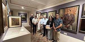 Elio Giuliani, Andrea Biancani, Simonetta Drago (consigliera comunale), Claudio Olmeda, Anna Maria Mattioli, Joan Martos (curartore della mostra con Roberto Bua)