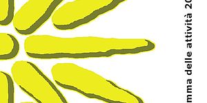 unilibera copertina programma con un metà "sole" stilizzato color giallo su sfondo bianco