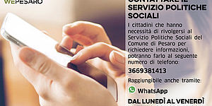 Locandina con numero del servizio politiche sociali