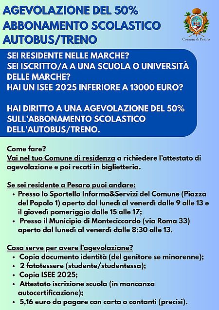 Depliant esplicativo agevolazione TPL studenti