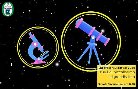 immagine con cielo stellato e due microscopi