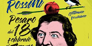 Manifesto con caricatura di Rossini