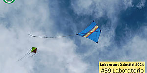 fotografia di due aquiloni che volano in cielo, uno verde e nero e uno blu con delle righe colorate al centro