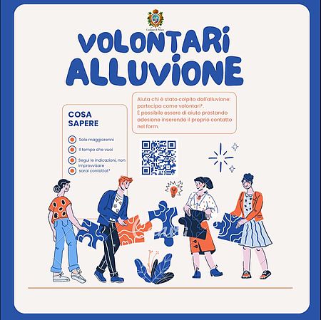 Locandina di reclutamento volontari per l'alluvione