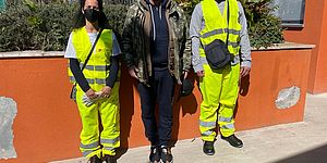 Belloni con operatori del servizio