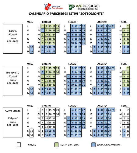 Calendario Pesaro Parcheggi