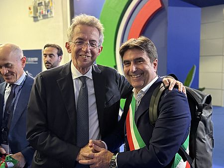 Il sindaco di Pesaro Andrea Biancani con il presidente ANCI, Gaetano Manfredi