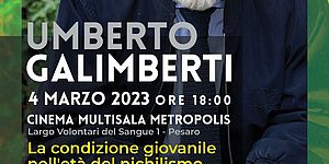 locandina evento con immagine del filosofo Umberto Galimberti