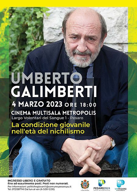 locandina evento con immagine del filosofo Umberto Galimberti