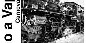 locandina con treno a vapore