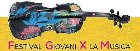 logo festival giovani per la musica con violino colorato