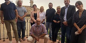 Scriboni D'Angeli Mariani Vimini Albertini Olivucci Damiani Filippini in una terrazza panoramica