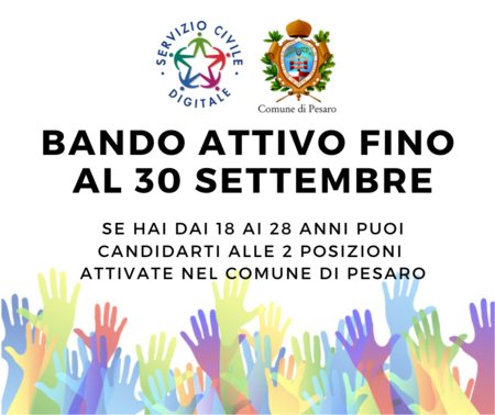 locandina con sfondo bianco, con in basso tante mani colorate e in alto scritta in nero