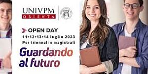 immagione di ragazzi con libri in mano e date open day Università Politecnica delle Marche