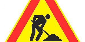 Cartello stradale lavori