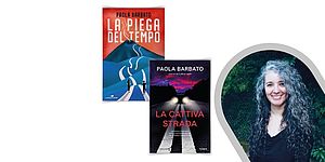 particolare della locandina con foto autorrice e copertina del libro