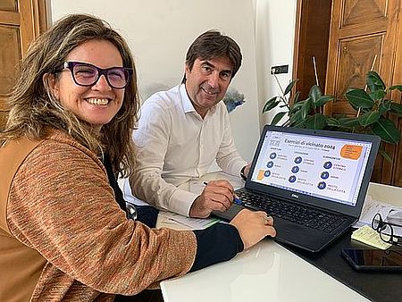 L'assessora Francesca Frenquellucci e il sindaco Andrea Biancani