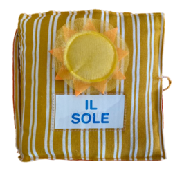 Immagine copertina libro tattile in tessuto "Il sole"