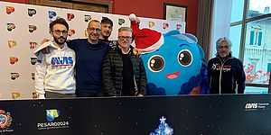 Giovannini, Ricci, Santini, Rossetti e Pagnini alla presentazione degli eventi di Natale di "Pesaro nel Cuore"