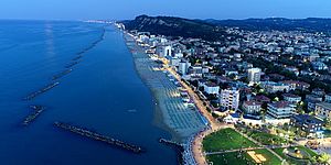 Vista aerea del lungomare di Pesaro