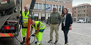 Tecnici, Belloni, Nanni in piazza del Popolo a Pesaro