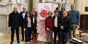 Biancani Salvucci Pandolfi con organizzatori Caritas