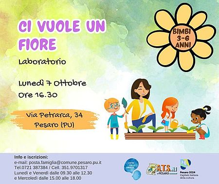 disegno di una donna che pianta germogli con alcuni bambini