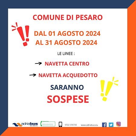 Locandina con date sospensione navette Centro e Acquedotto
