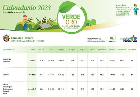 Calendario VerdeOro anno 2023