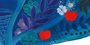 Locandina dell'evento disegni con uccellini e fiori