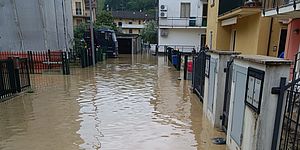 Un'immagine dell'alluvione che ha colpito Pesaro il 16 maggio 2023