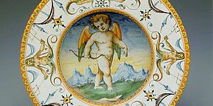 Cupido, piatto Urbino XVI secolo, Pesaro Musei Civici