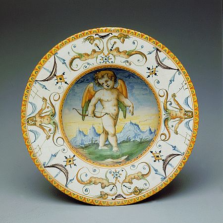 Cupido, piatto Urbino XVI secolo, Pesaro Musei Civici