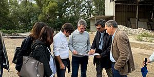 In foto, da sinistra, l'assessora Della Dora, Mengucci, il sindaco Biancani, l'assessore regionale Baldelli e i tecnici.