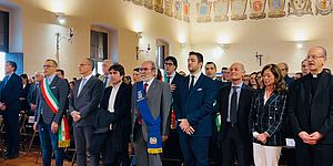 il sindaco di Pesaro Matteo Ricci durante la cerimonia del Giorno della Memoria