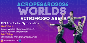 Banner AcroPesaro 2026 - Campionati del Mondo di Ginnastica Acrobatica