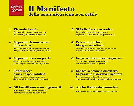 MANIFESTO DELLA COMUNICAZIONE NON OSTILE