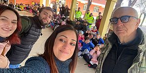 Tayeb, Conti, Murgia, Belloni all'iniziativa "Tutti a scuola a piedi!"