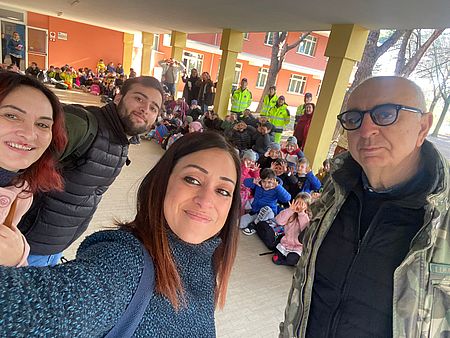 Tayeb, Conti, Murgia, Belloni all'iniziativa "Tutti a scuola a piedi!"