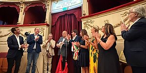 Autorità alla scopertura della targa alla riapertura del teatro Rossini