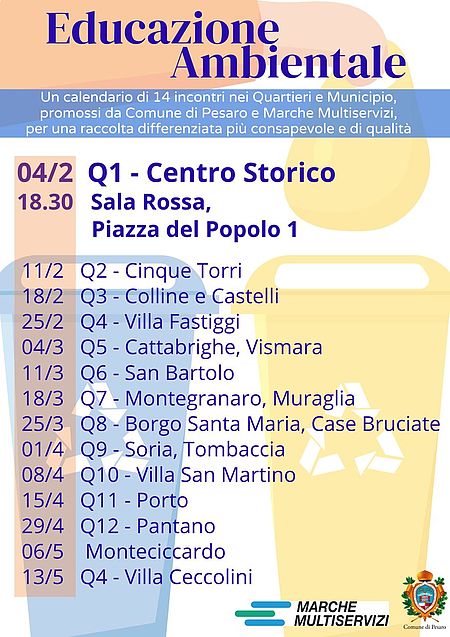 Calendario degli incontri sui rifiuti