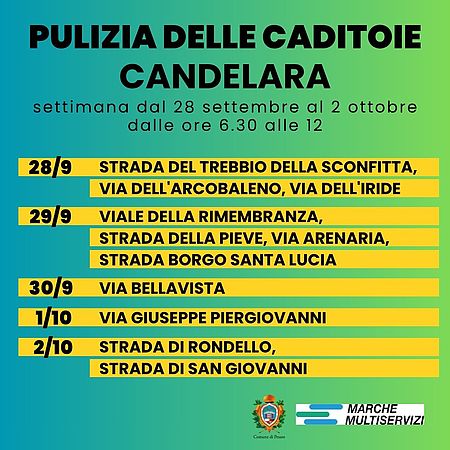 Il calendario degli interventi dal 28 settembre al 2 ottobre Il calendario degli interventi dal 28 settembre al 2 ottobre