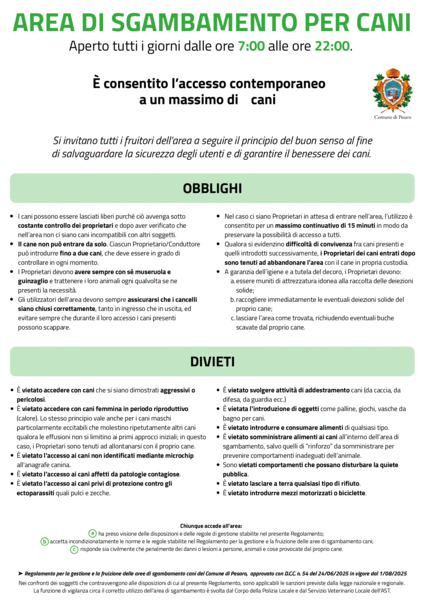 Regolamento Aree di Sgambamento Cani