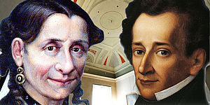 Visita guidata a Palazzo Ciacchi_ritratti Vittoria Mosca e Giacomo Leopardi