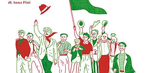 disegno di persone con la bandiera in mano